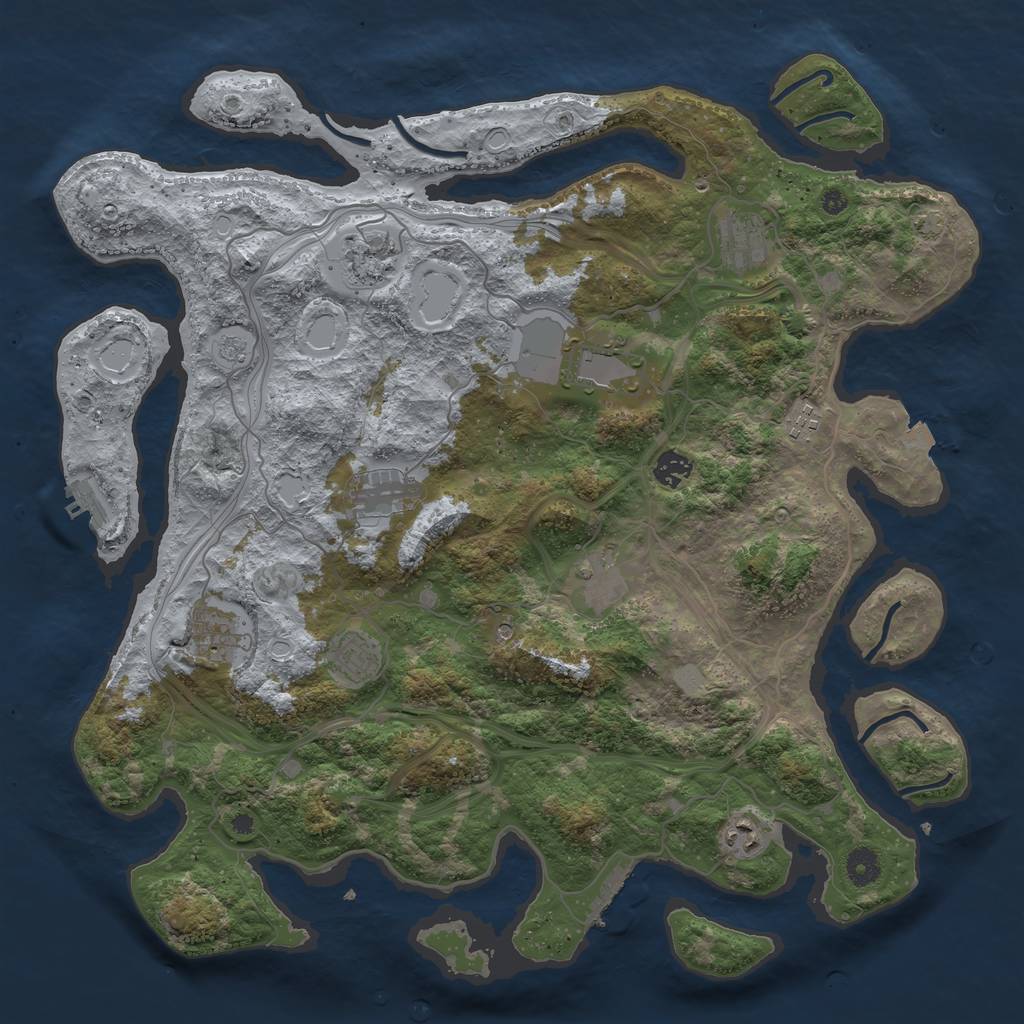 Rust Map: Procedural Map, Size: 4250, Seed: 1465951453, 18 Monuments