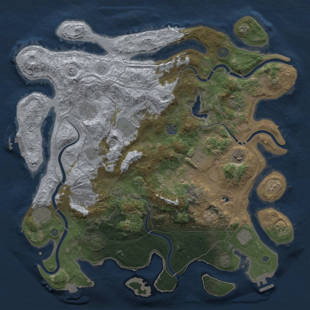 Rust Map: Procedural Map, Size: 4250, Seed: 1465951453, 16 Monuments