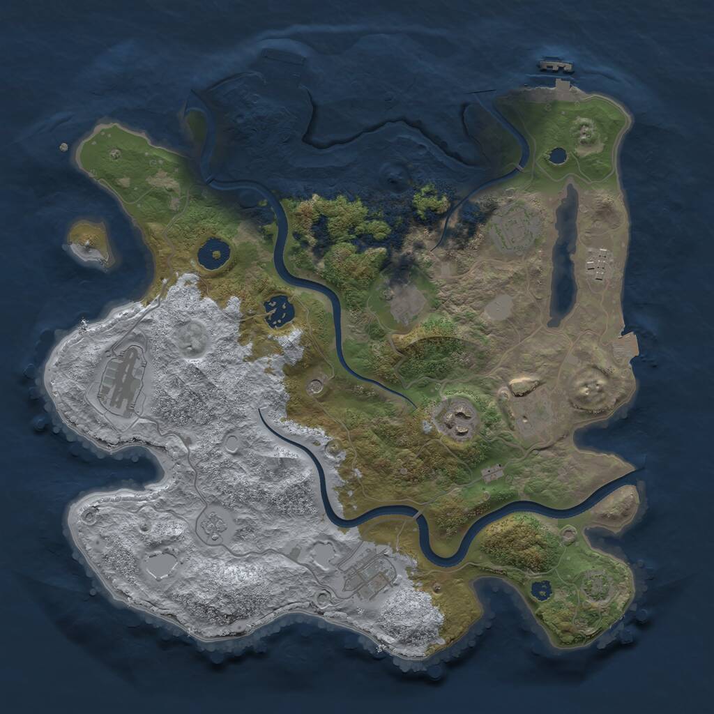 Rust Map: Procedural Map, Size: 3450, Seed: 11053557, 14 Monuments