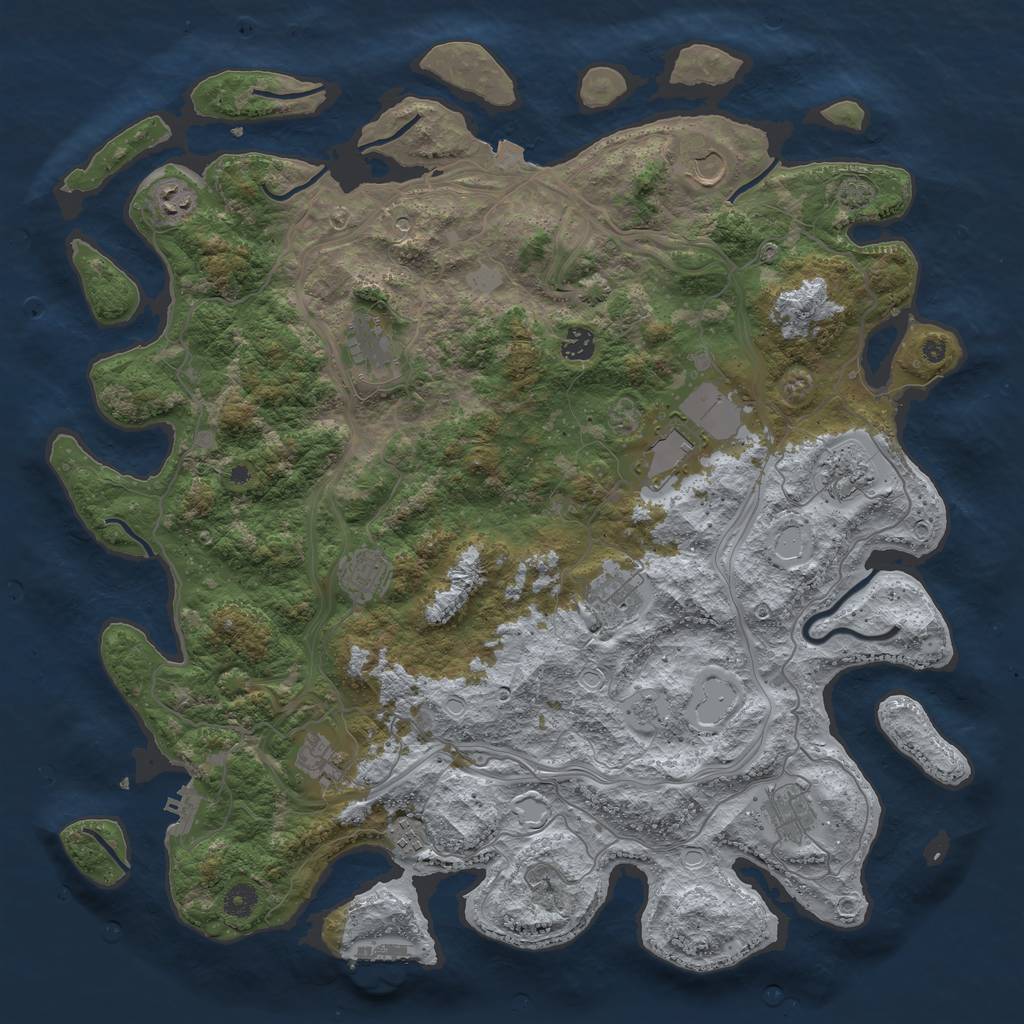 Rust Map: Procedural Map, Size: 4500, Seed: 1839314896, 19 Monuments