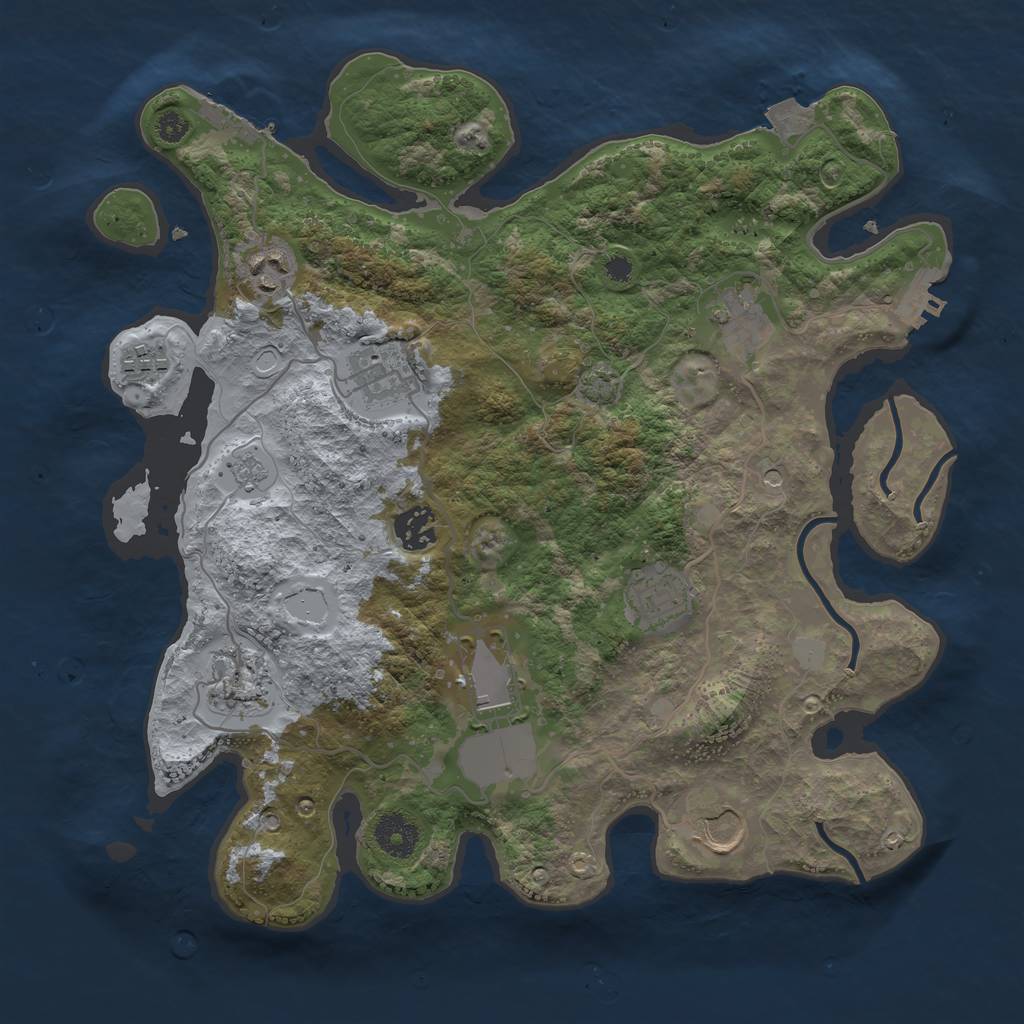 Rust Map: Procedural Map, Size: 3500, Seed: 589430756, 17 Monuments