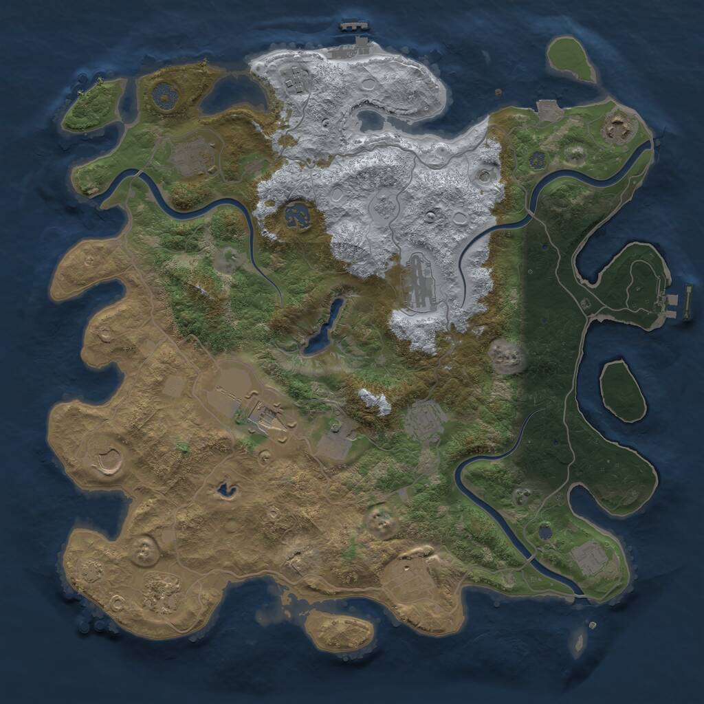 Rust Map: Procedural Map, Size: 4050, Seed: 900089745, 17 Monuments