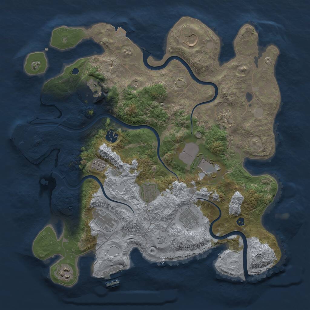 Rust Map: Procedural Map, Size: 3750, Seed: 79545603, 16 Monuments