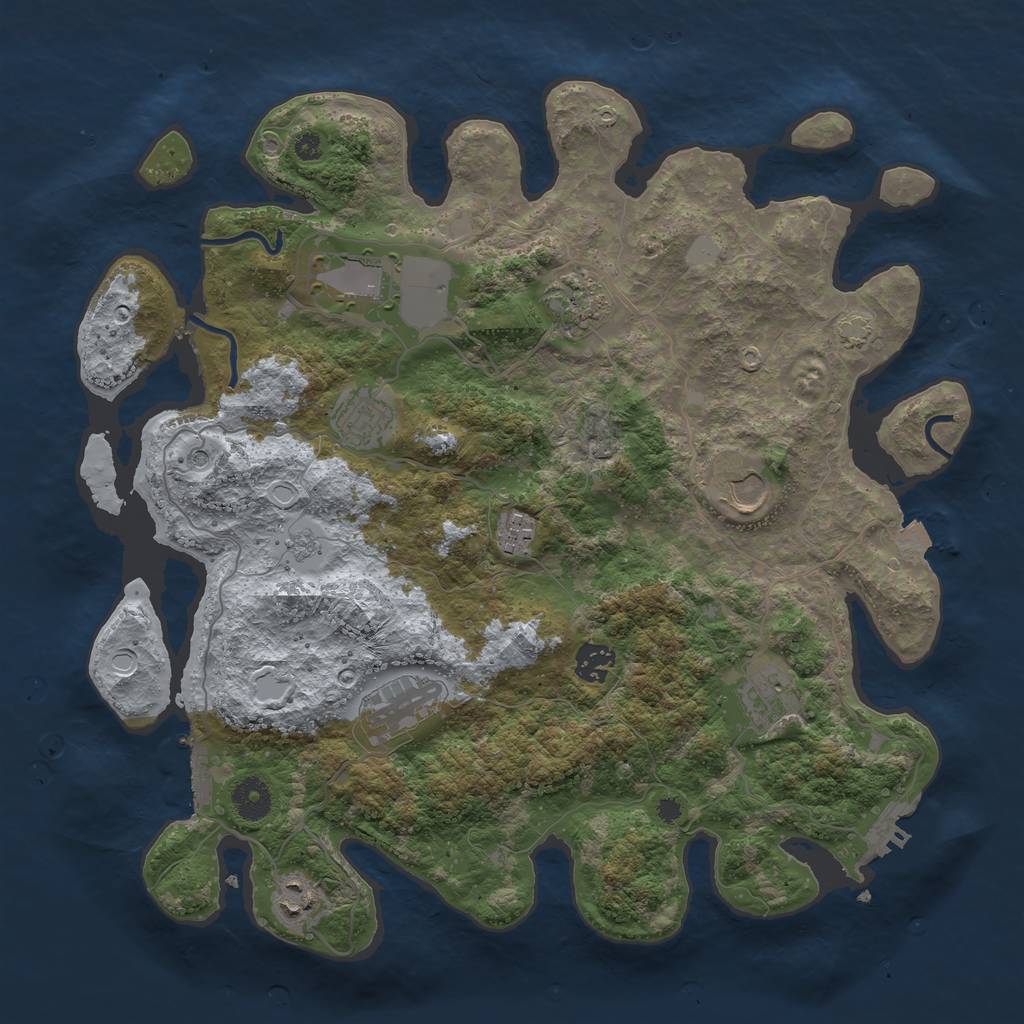 Rust Map: Procedural Map, Size: 3800, Seed: 17018885, 17 Monuments