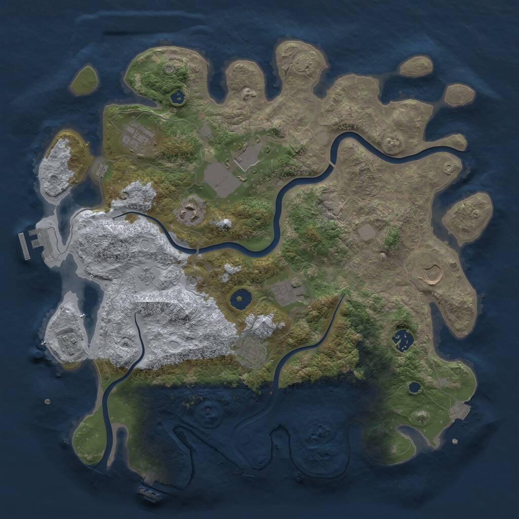Rust Map: Procedural Map, Size: 3800, Seed: 17018885, 14 Monuments