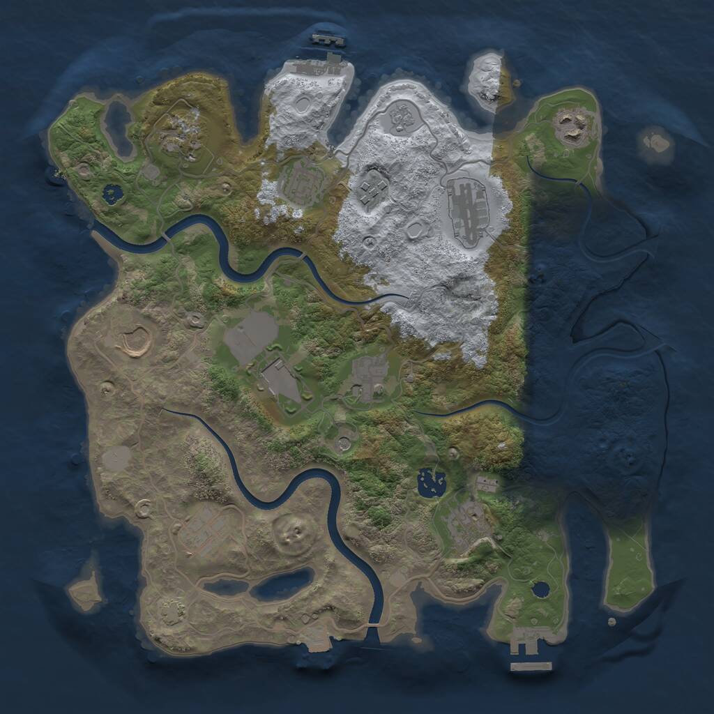 Rust Map: Procedural Map, Size: 3500, Seed: 1729522367, 17 Monuments