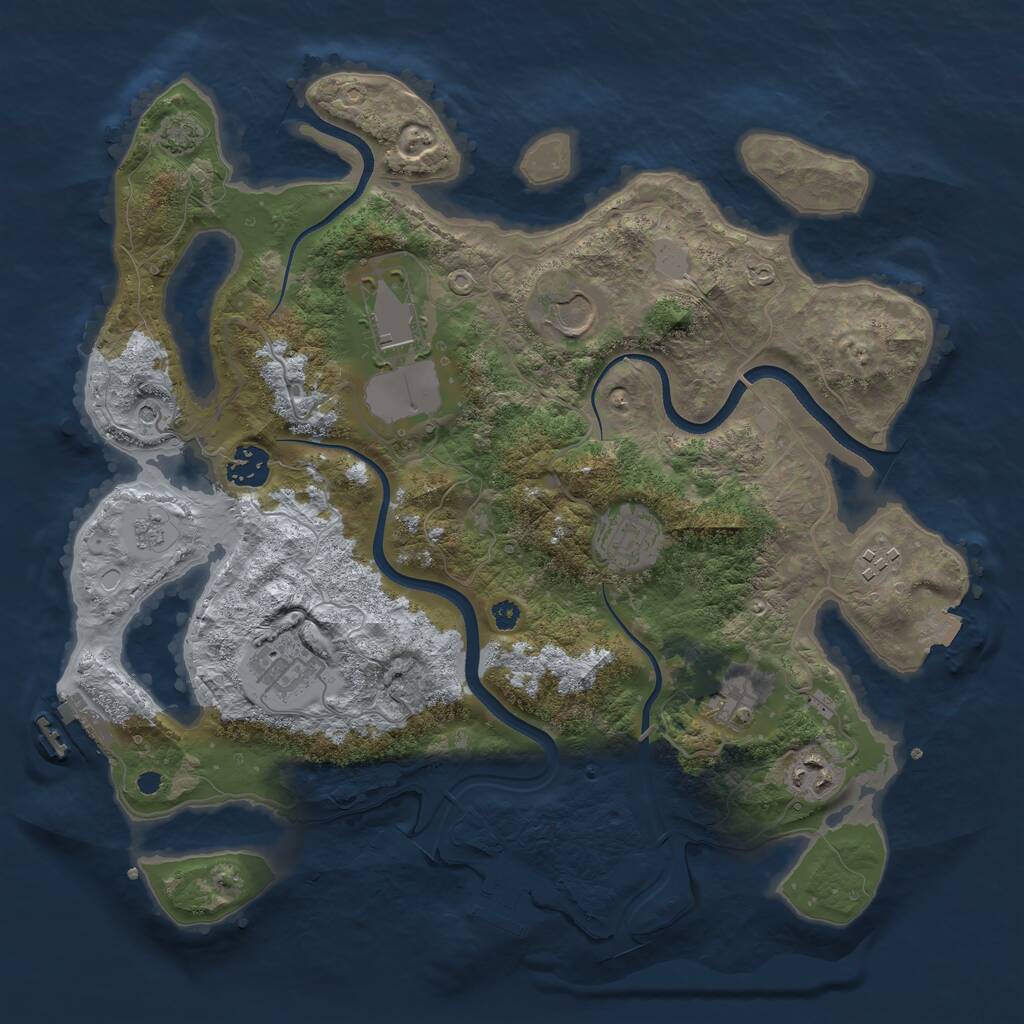 Rust Map: Procedural Map, Size: 3600, Seed: 857358277, 14 Monuments