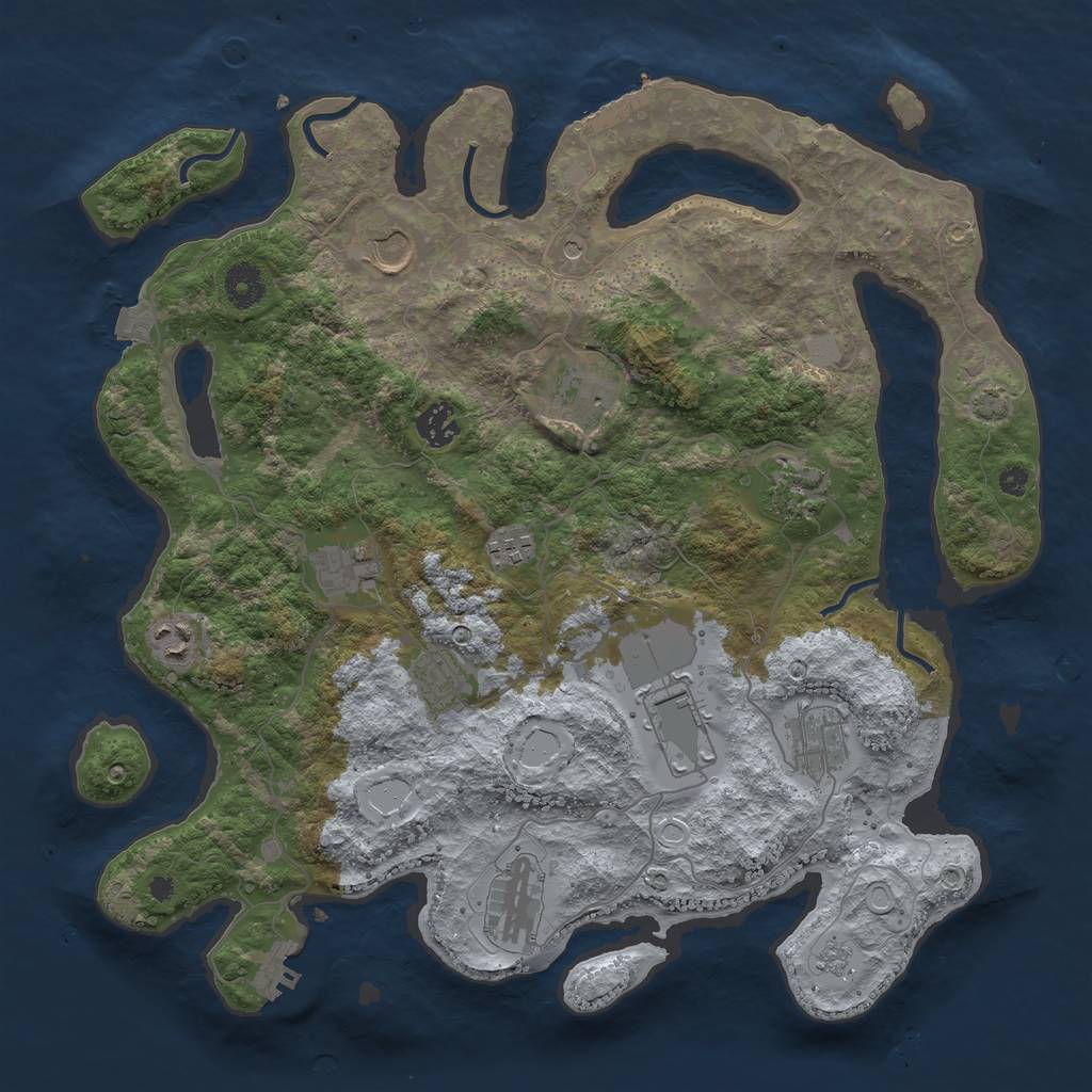 Rust Map: Procedural Map, Size: 3800, Seed: 7302641, 19 Monuments
