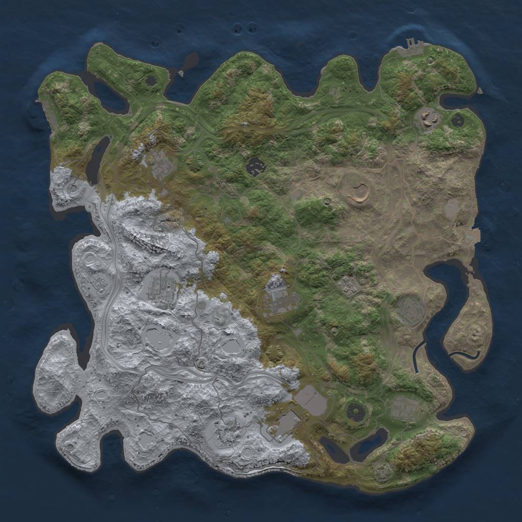 Rust Map: Procedural Map, Size: 4250, Seed: 2104704865, 19 Monuments