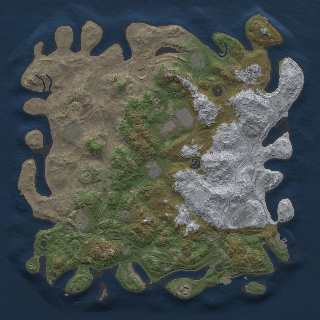 Rust Map: Procedural Map, Size: 4500, Seed: 16851212, 19 Monuments