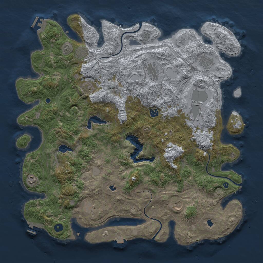 Rust Map: Procedural Map, Size: 4500, Seed: 2656024, 16 Monuments