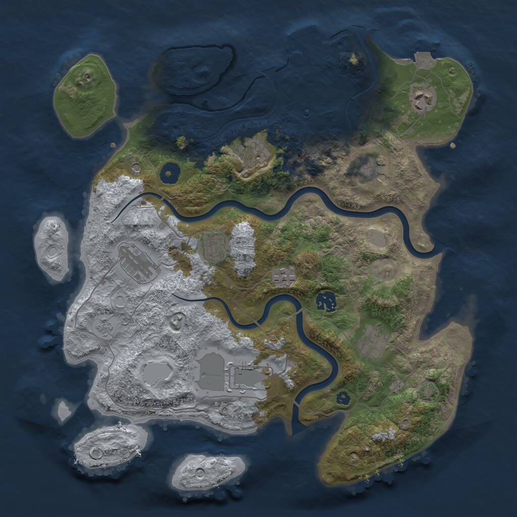 Rust Map: Procedural Map, Size: 3700, Seed: 1463411714, 14 Monuments