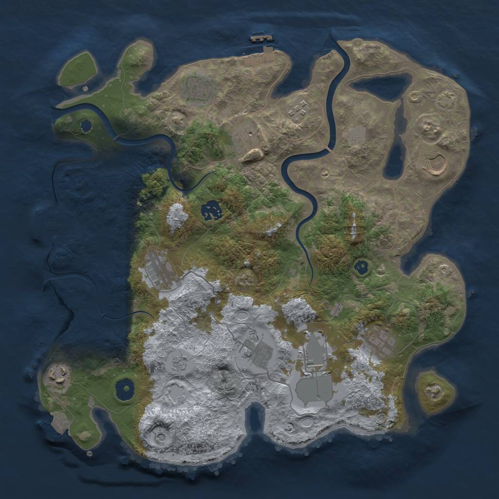 Rust Map: Procedural Map, Size: 3600, Seed: 63178032, 16 Monuments