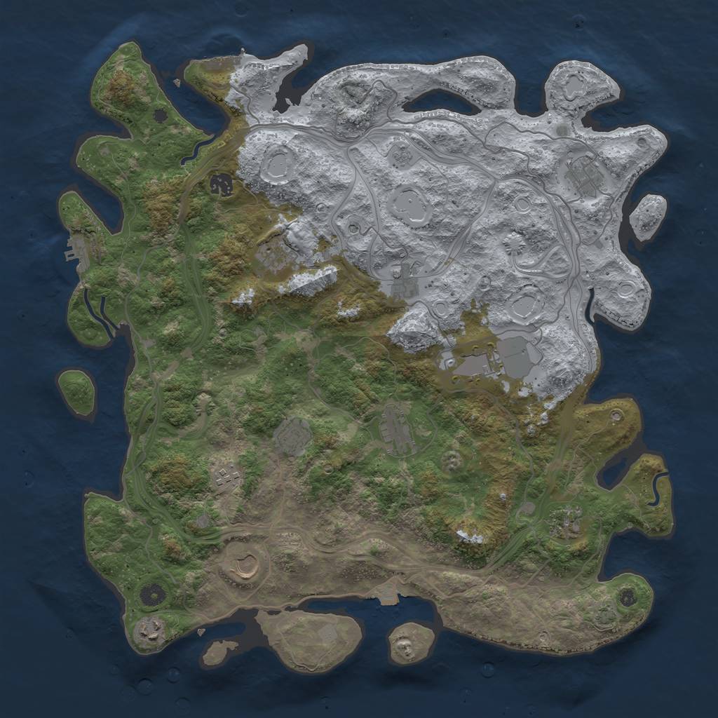 Rust Map: Procedural Map, Size: 4500, Seed: 735486986, 19 Monuments