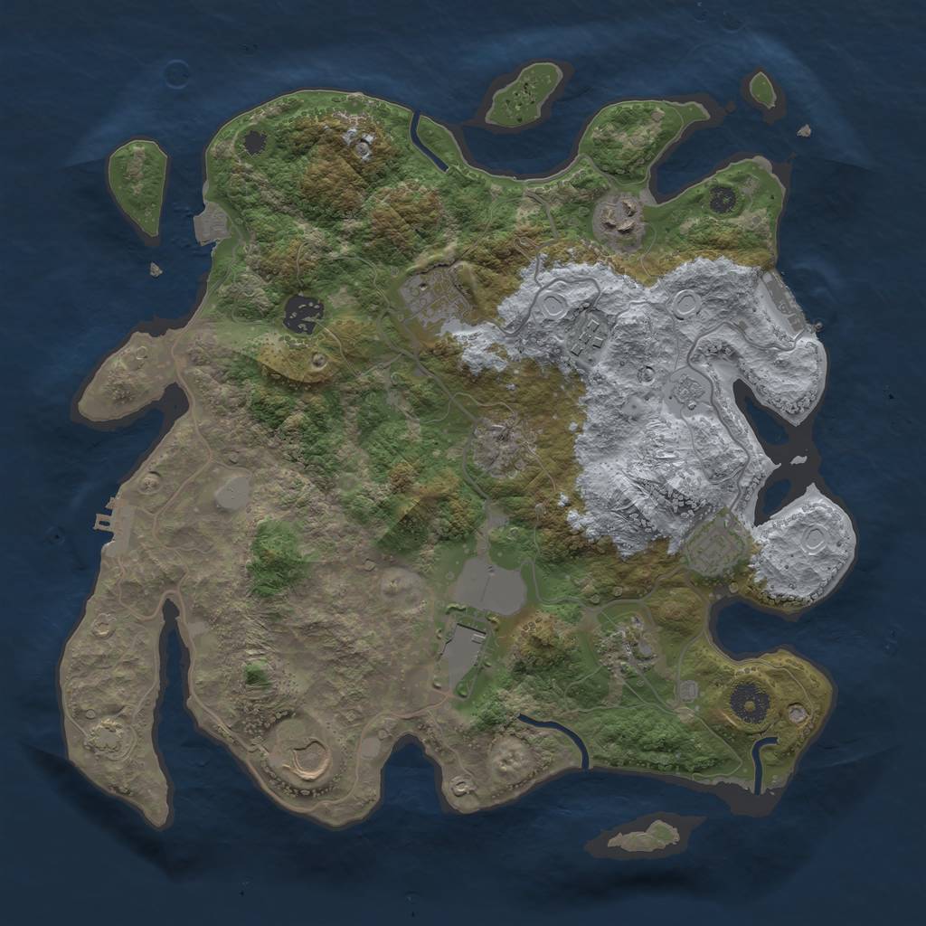 Rust Map: Procedural Map, Size: 3500, Seed: 1924841449, 15 Monuments