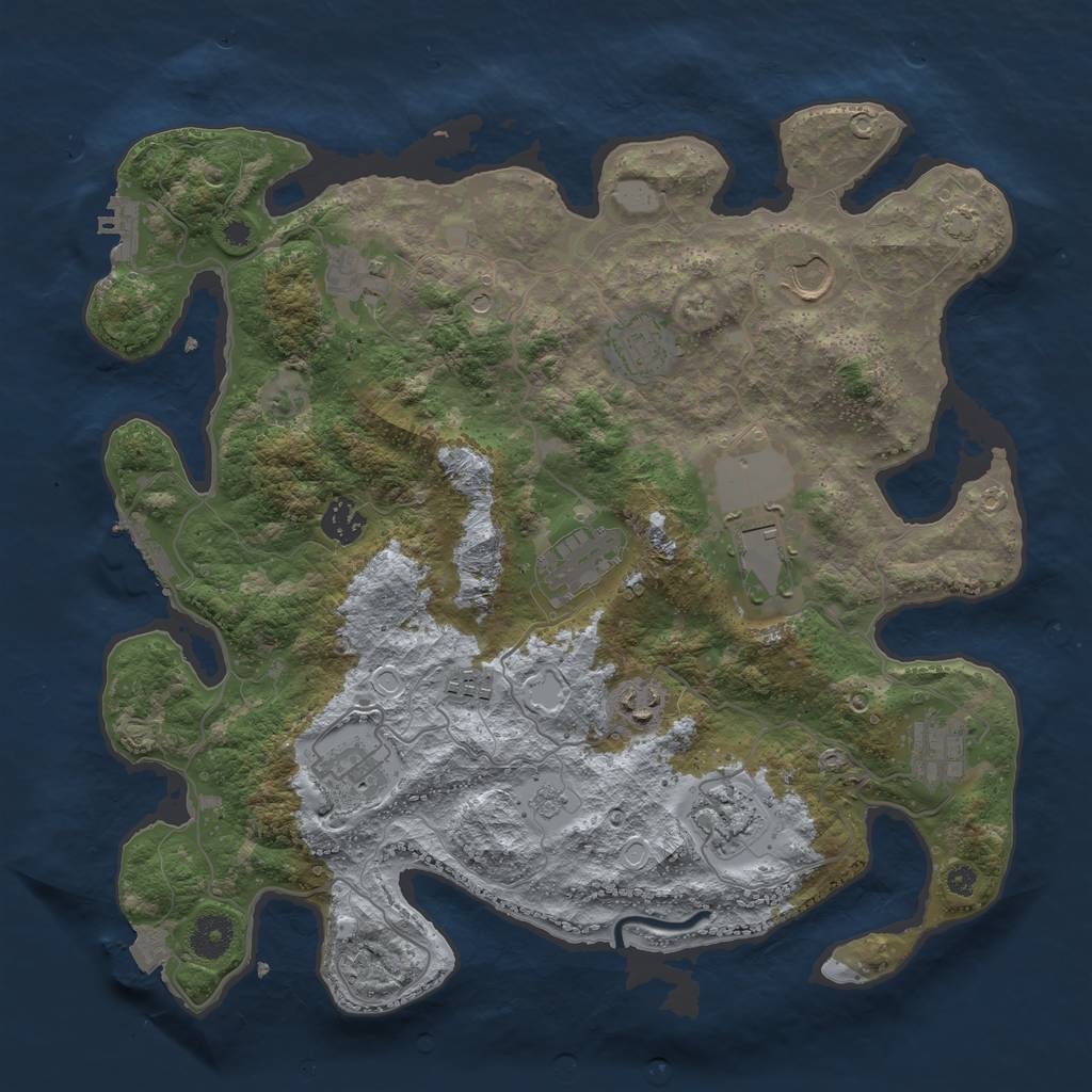 Rust Map: Procedural Map, Size: 3750, Seed: 3553973, 19 Monuments