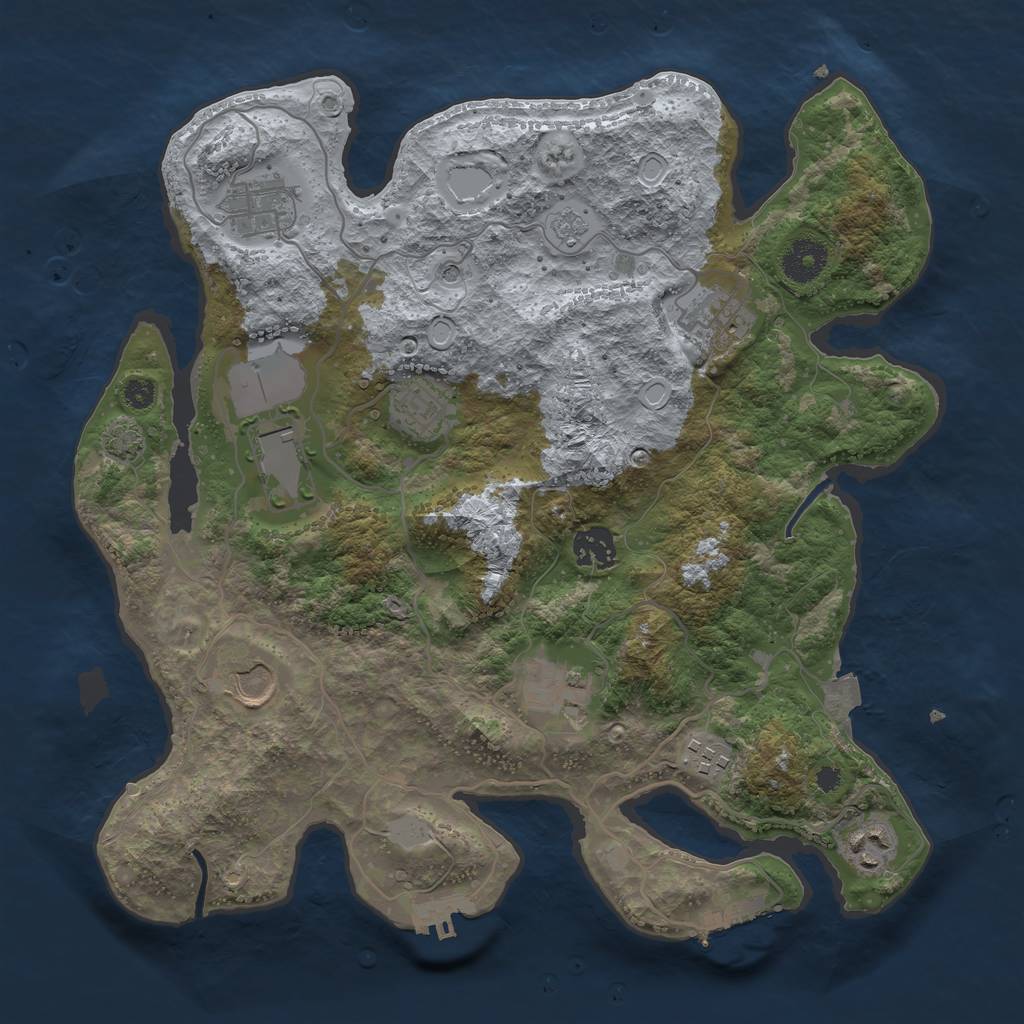 Rust Map: Procedural Map, Size: 3500, Seed: 417168483, 17 Monuments