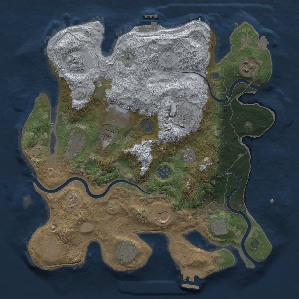Rust Map: Procedural Map, Size: 3500, Seed: 417168483, 16 Monuments