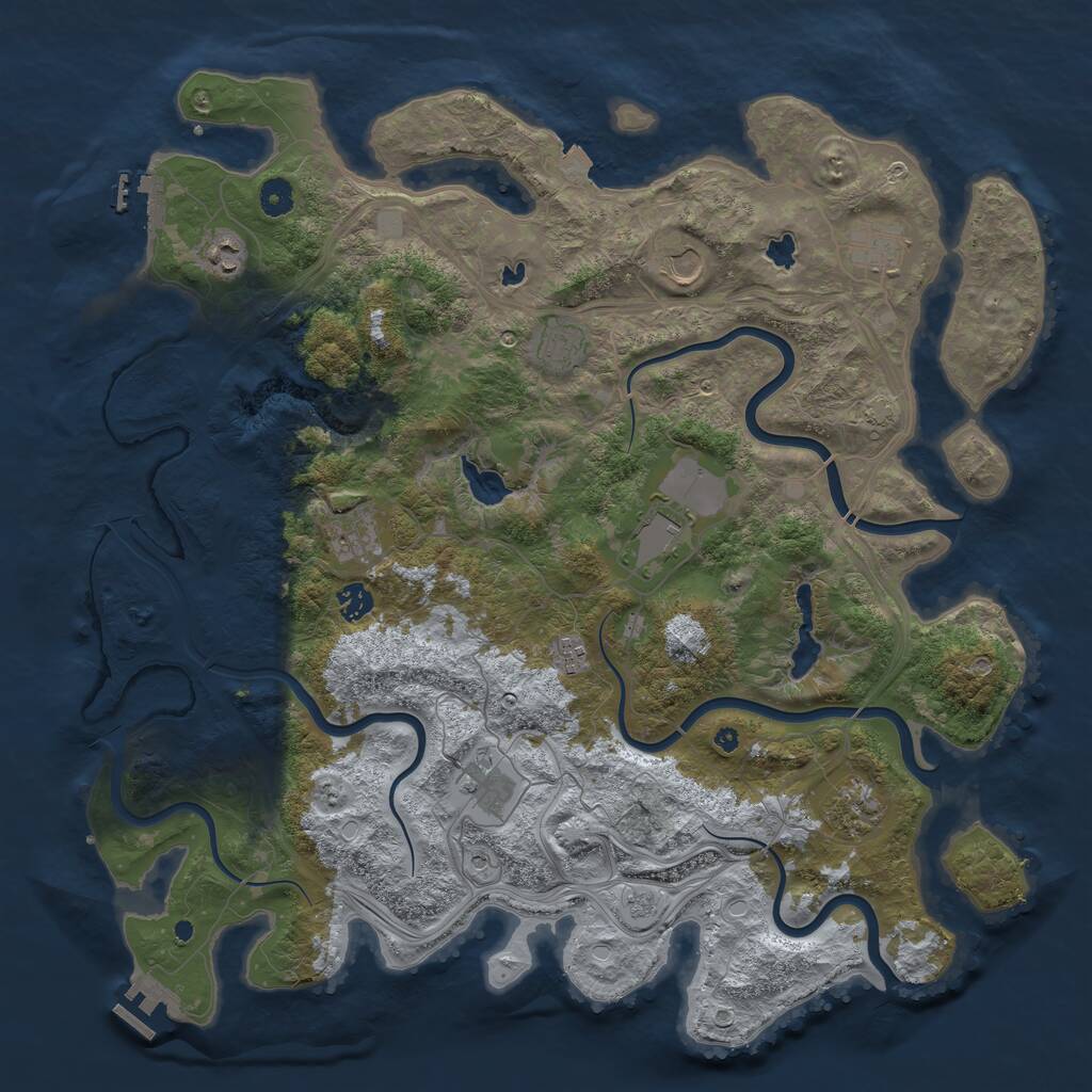Rust Map: Procedural Map, Size: 4500, Seed: 1910256176, 16 Monuments