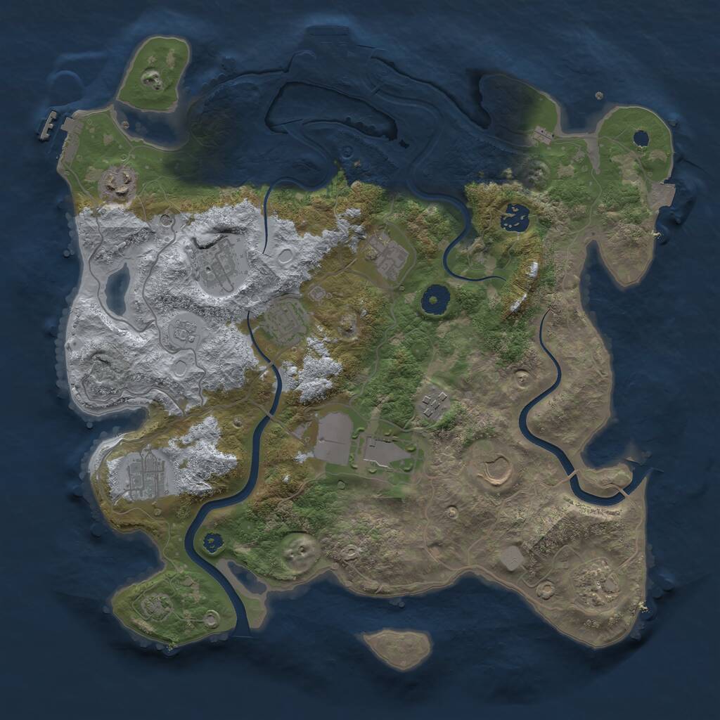 Rust Map: Procedural Map, Size: 3700, Seed: 1948634670, 16 Monuments