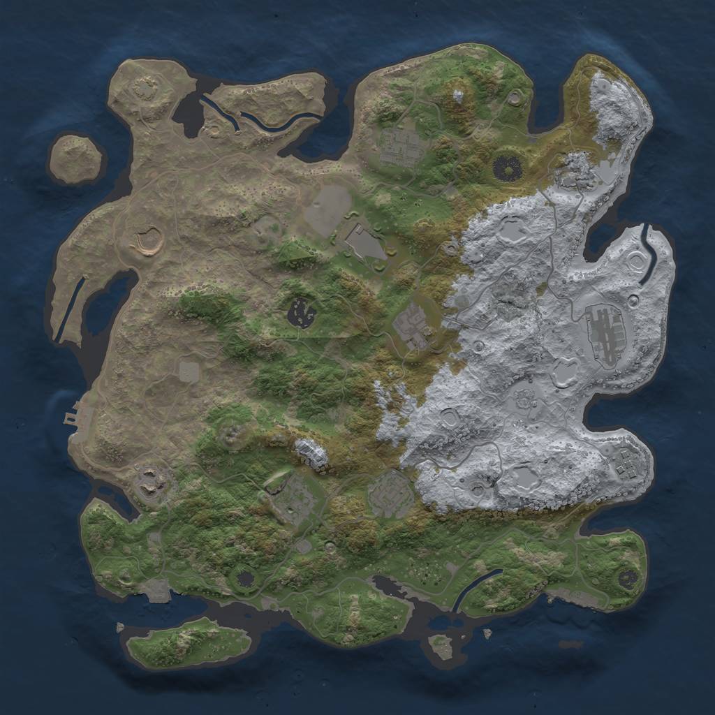 Rust Map: Procedural Map, Size: 3750, Seed: 37055426, 19 Monuments