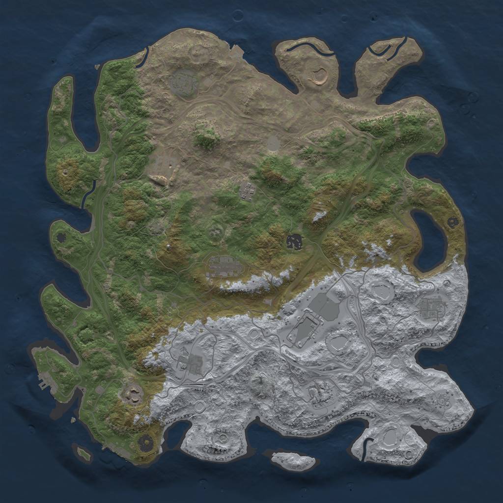 Rust Map: Procedural Map, Size: 4500, Seed: 509605399, 19 Monuments