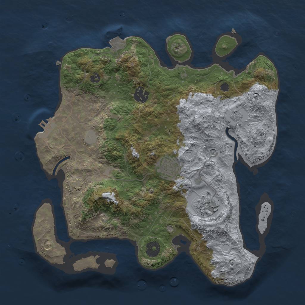 Rust Map: Procedural Map, Size: 3000, Seed: 379913271, 10 Monuments