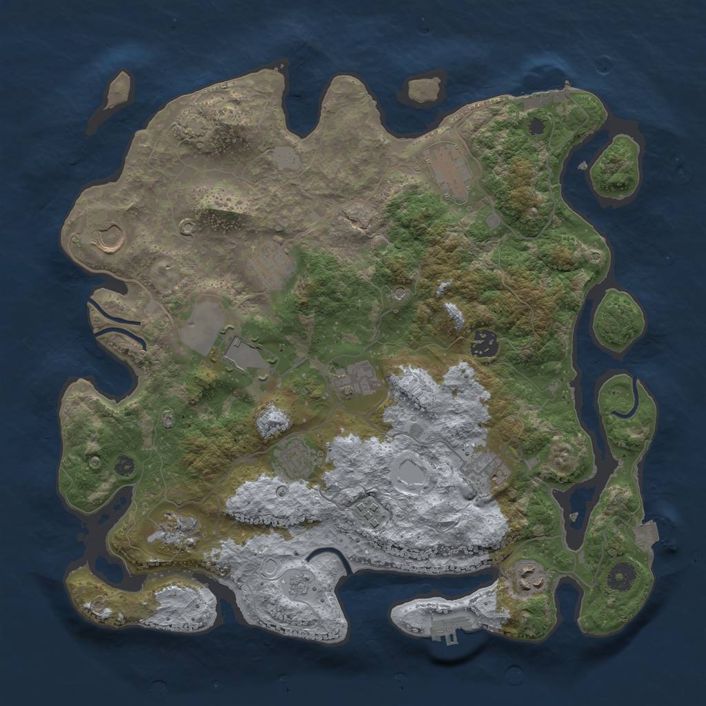 Rust Map: Procedural Map, Size: 3700, Seed: 748799269, 19 Monuments