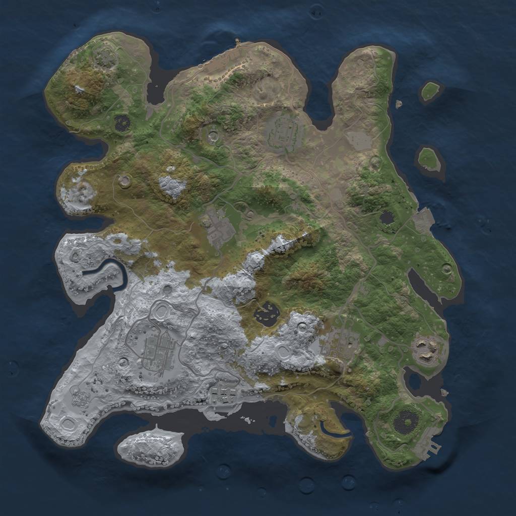 Rust Map: Procedural Map, Size: 3200, Seed: 2088234410, 15 Monuments