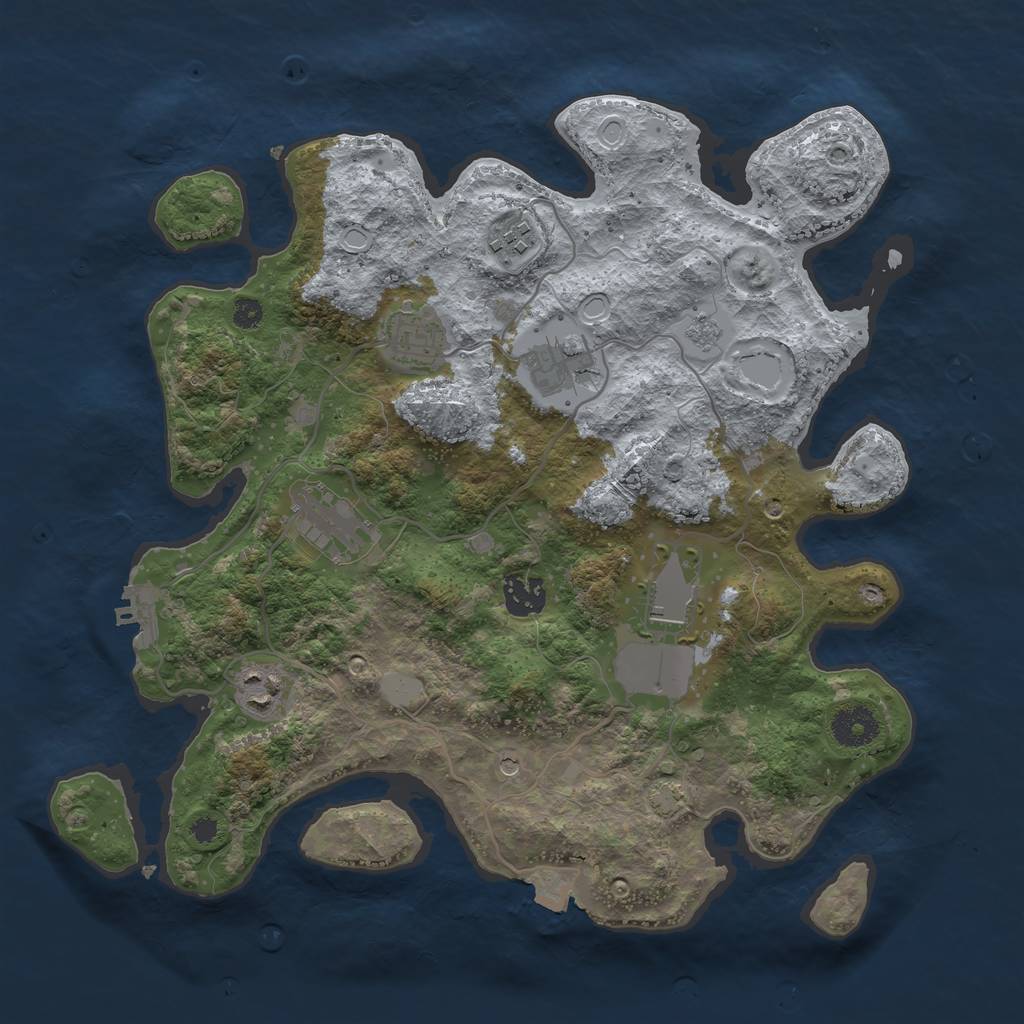 Rust Map: Procedural Map, Size: 3500, Seed: 1801, 14 Monuments