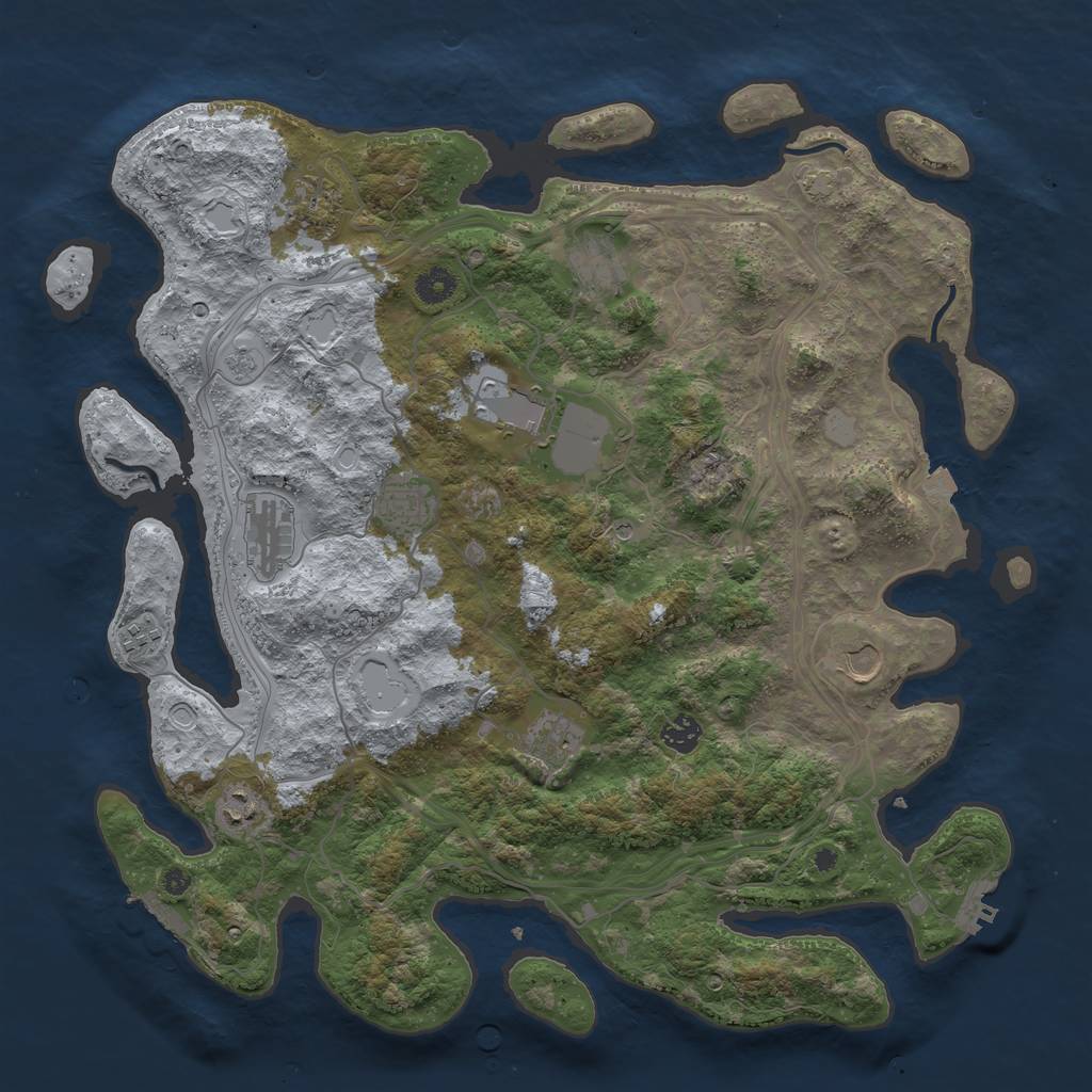 Rust Map: Procedural Map, Size: 4250, Seed: 938532450, 18 Monuments