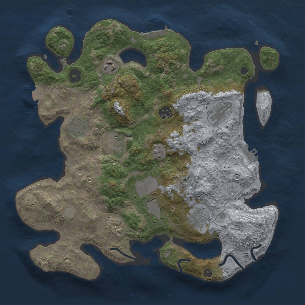 Rust Map: Procedural Map, Size: 3500, Seed: 910058019, 17 Monuments