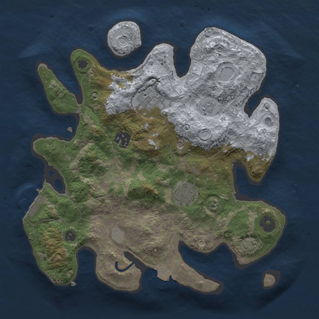 Rust Map: Procedural Map, Size: 3000, Seed: 1640496462, 10 Monuments