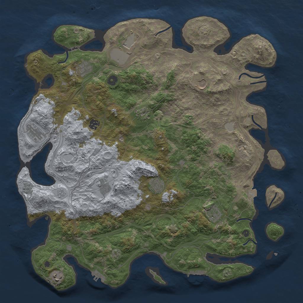 Rust Map: Procedural Map, Size: 4500, Seed: 754821, 19 Monuments