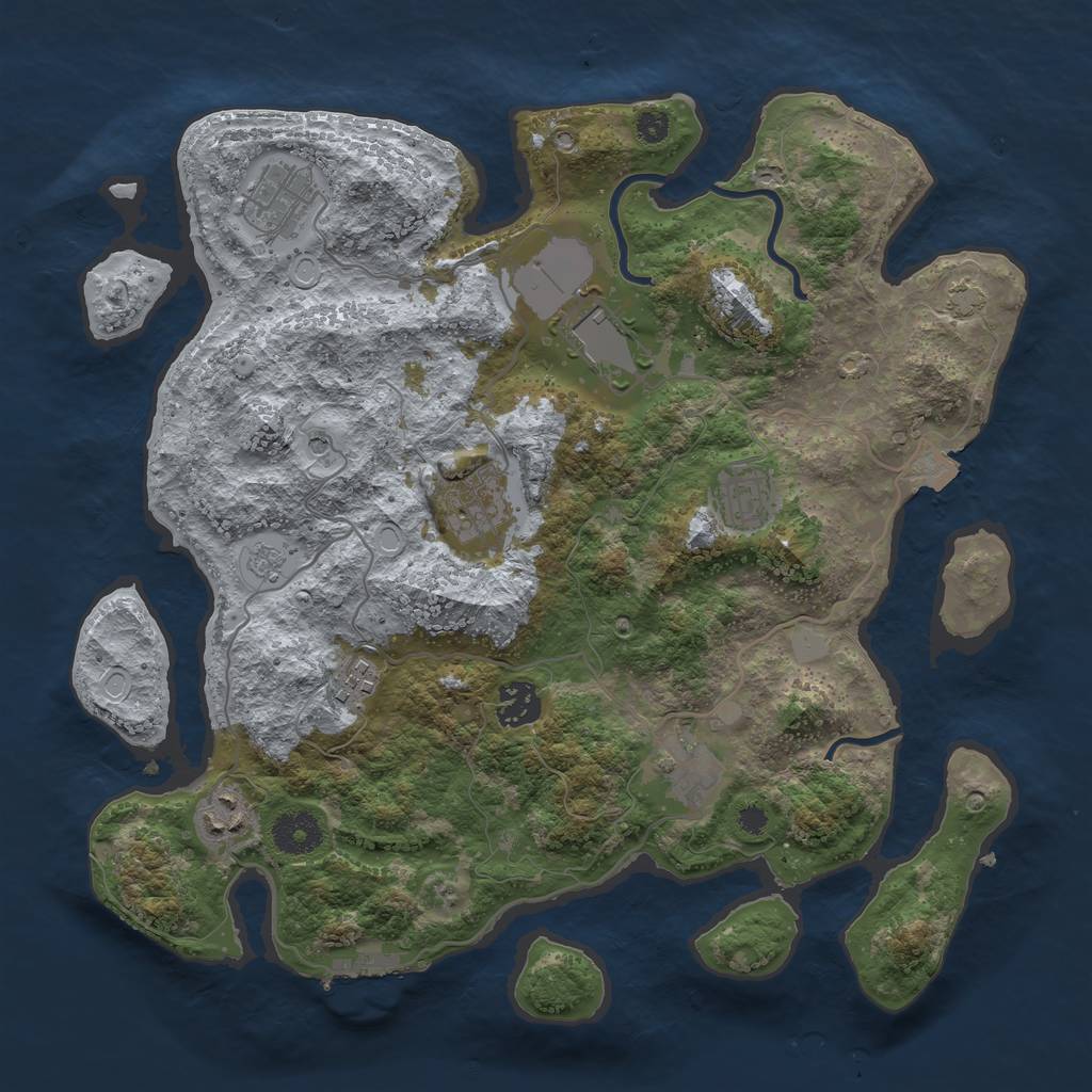 Rust Map: Procedural Map, Size: 3500, Seed: 393219148, 15 Monuments