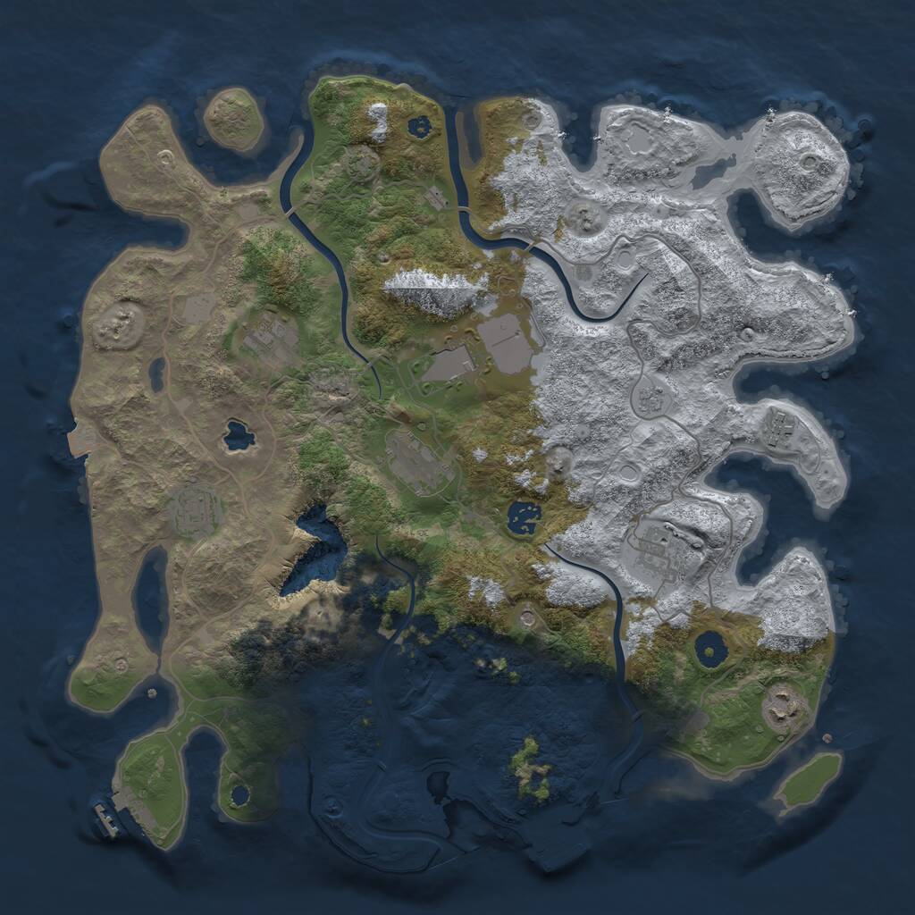 Rust Map: Procedural Map, Size: 4000, Seed: 2128876503, 14 Monuments