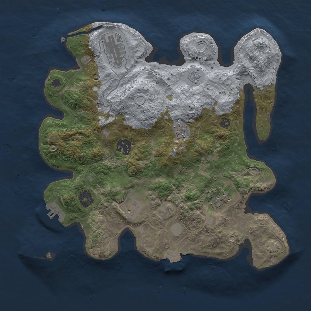 Rust Map: Procedural Map, Size: 3000, Seed: 2104548899, 12 Monuments
