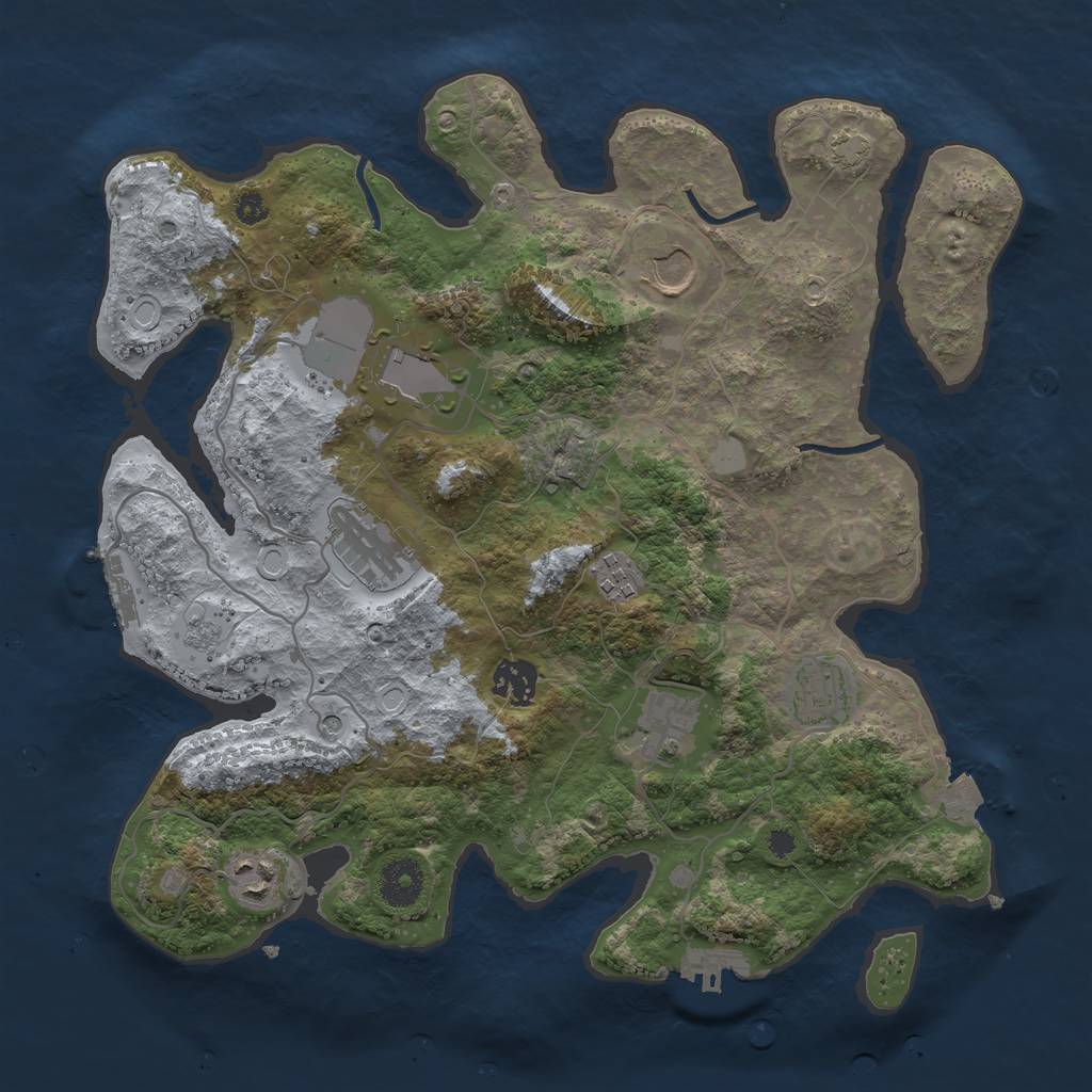 Rust Map: Procedural Map, Size: 3500, Seed: 2125342972, 16 Monuments