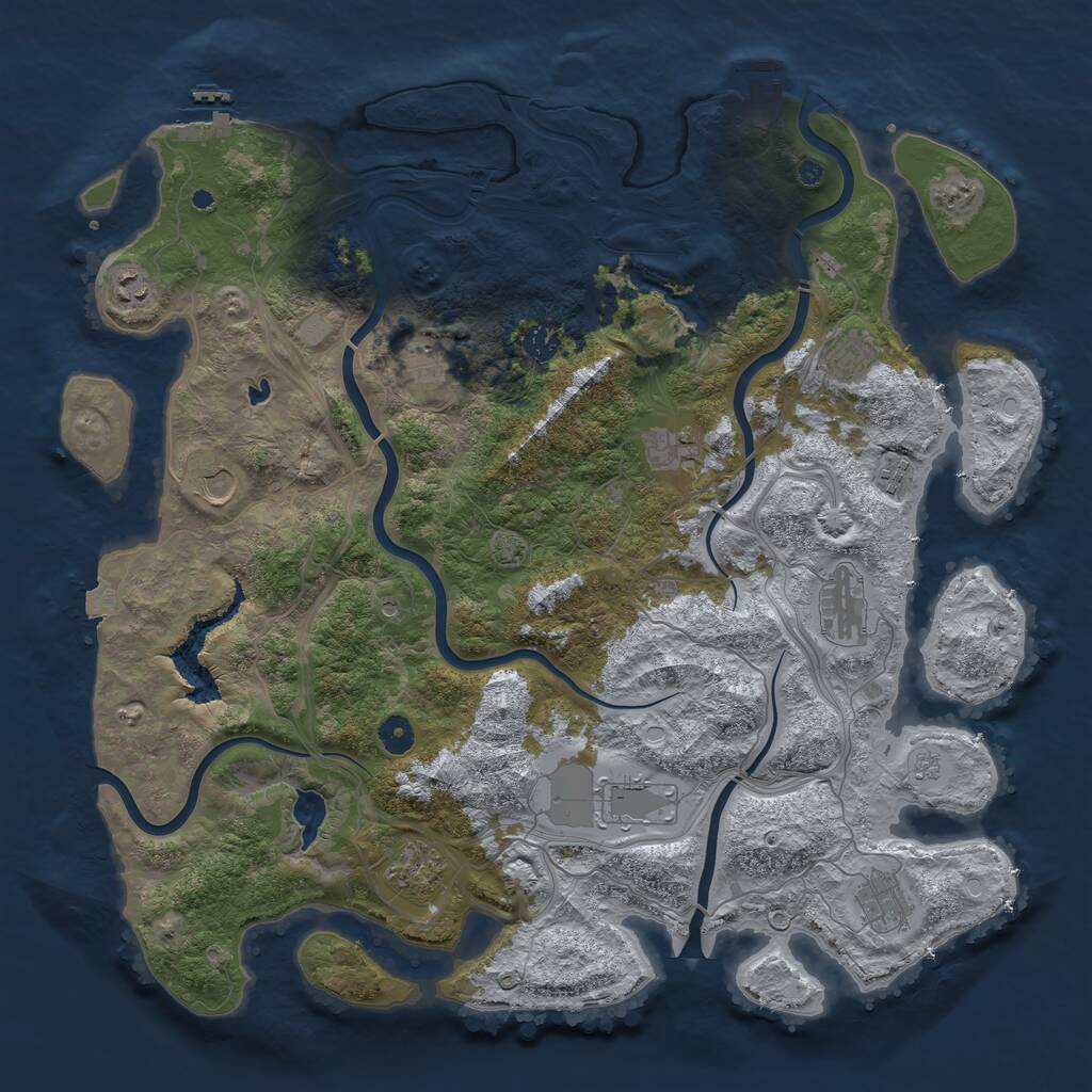 Rust Map: Procedural Map, Size: 4500, Seed: 29863083, 17 Monuments