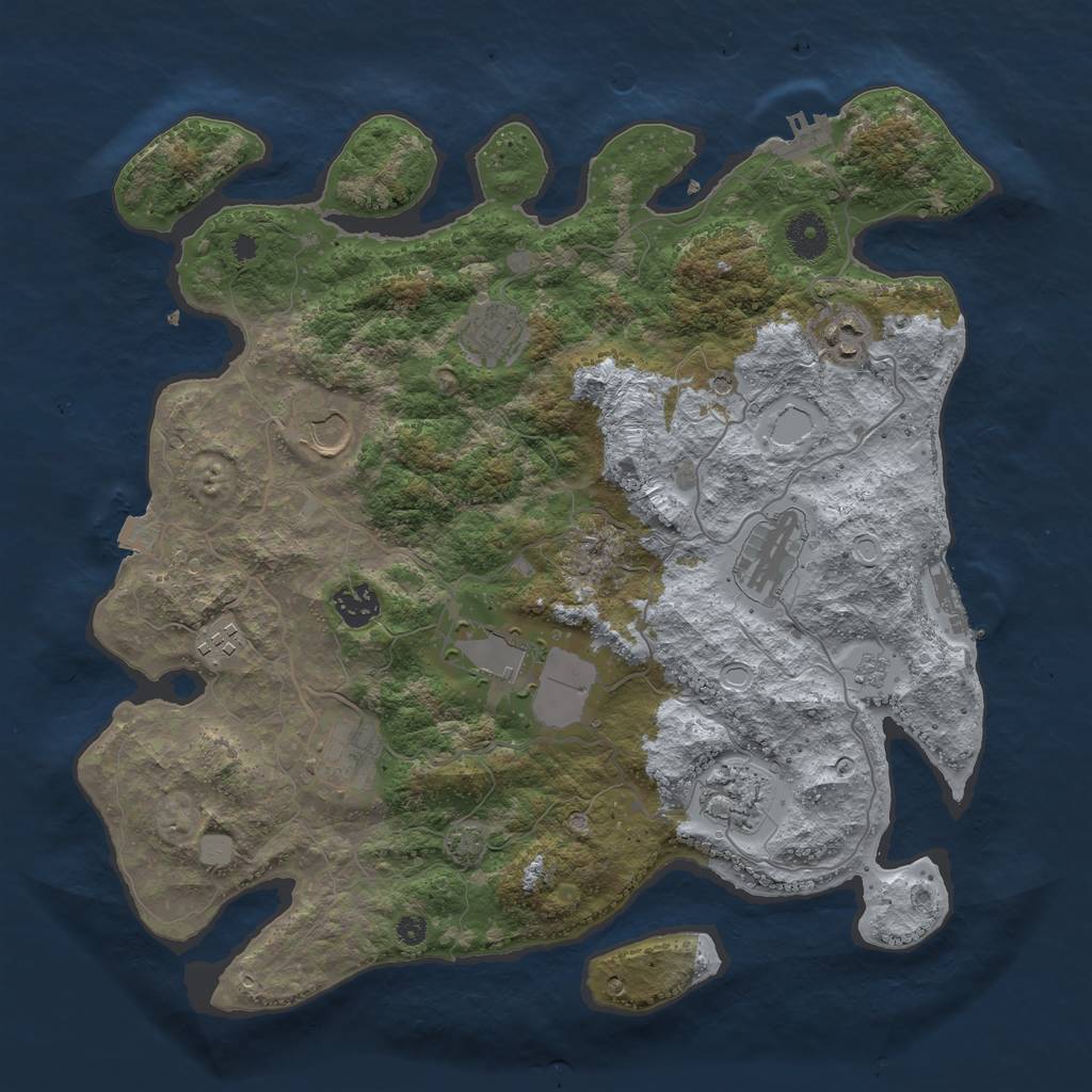 Rust Map: Procedural Map, Size: 3750, Seed: 76391679, 17 Monuments