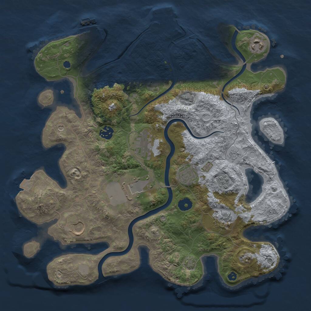 Rust Map: Procedural Map, Size: 3500, Seed: 1943984943, 14 Monuments