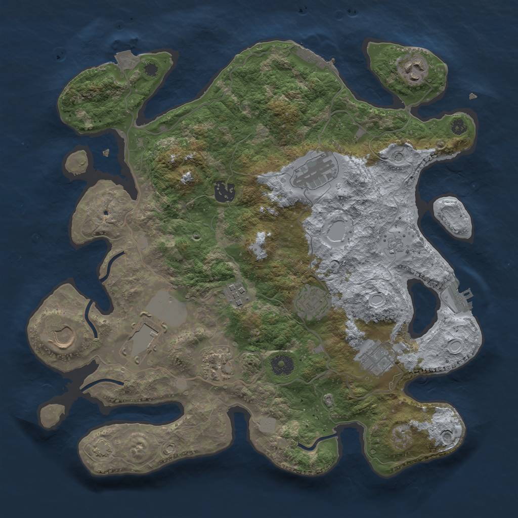 Rust Map: Procedural Map, Size: 3500, Seed: 1943984943, 17 Monuments