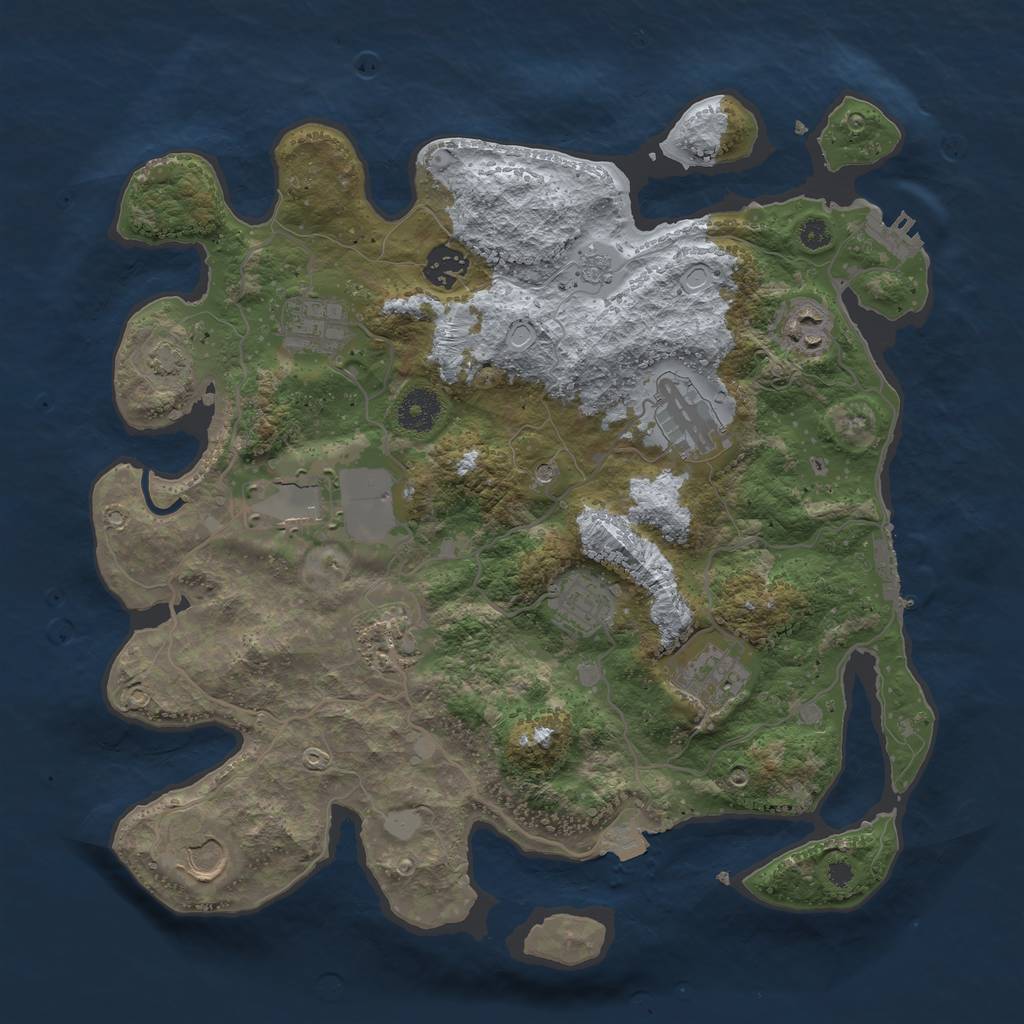 Rust Map: Procedural Map, Size: 3600, Seed: 44671751, 17 Monuments