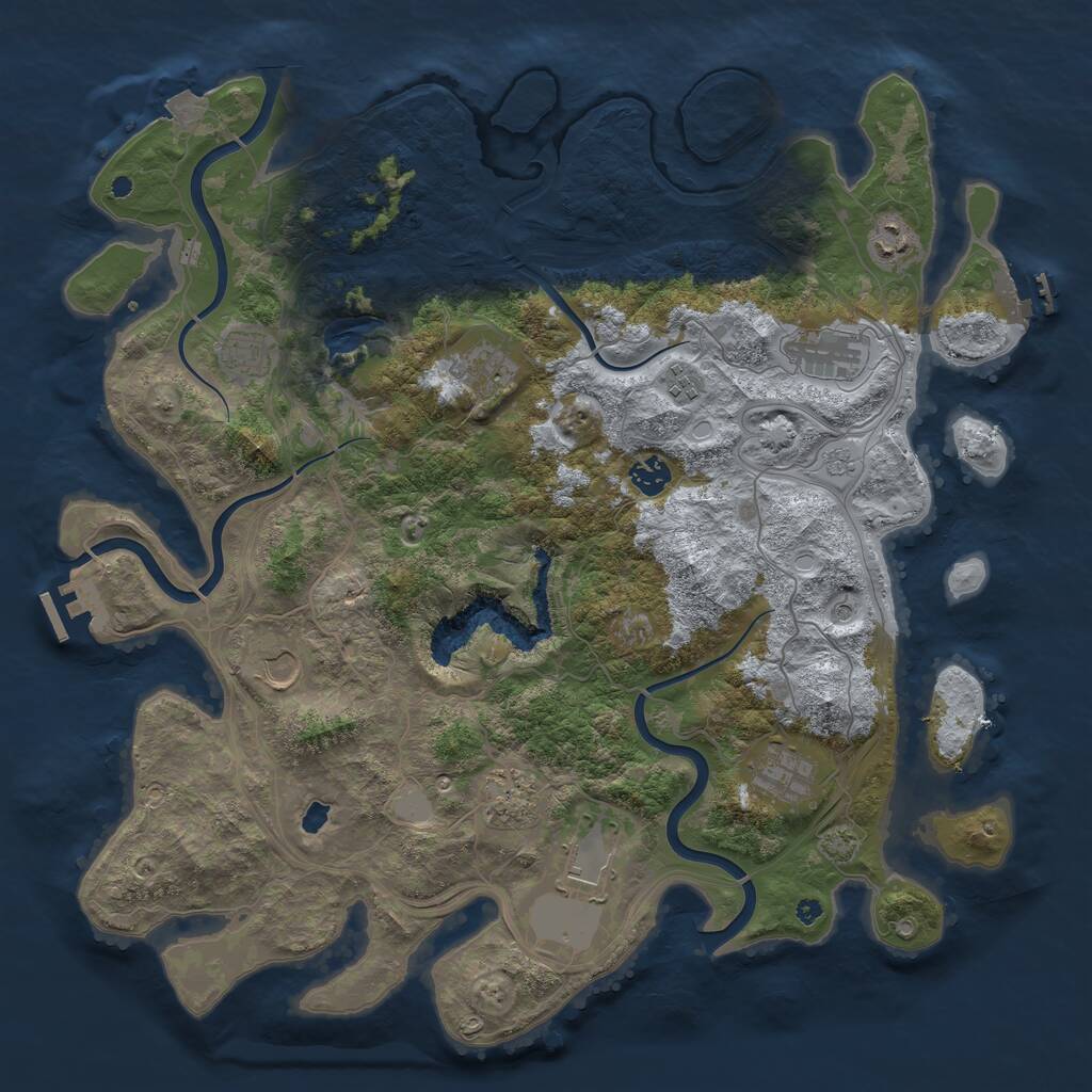 Rust Map: Procedural Map, Size: 4250, Seed: 1245344395, 16 Monuments