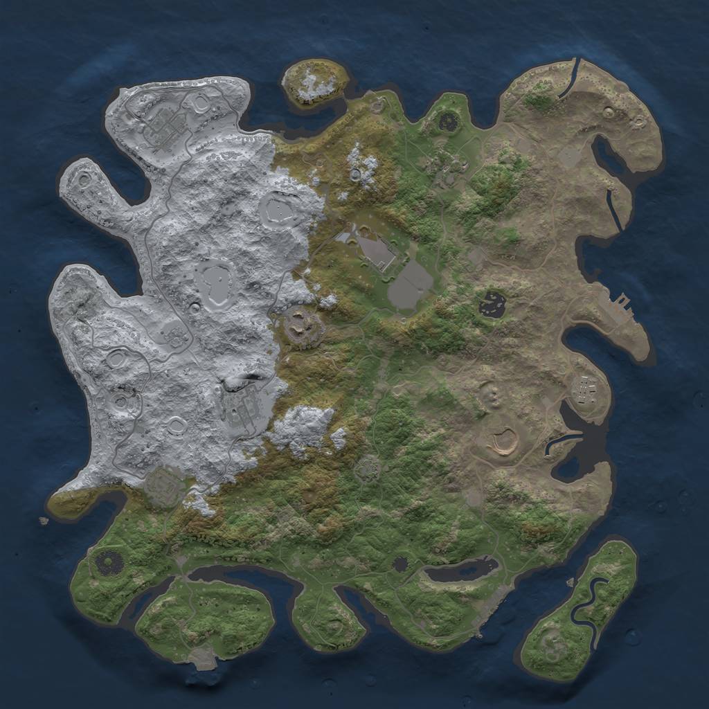 Rust Map: Procedural Map, Size: 3950, Seed: 1422474747, 17 Monuments