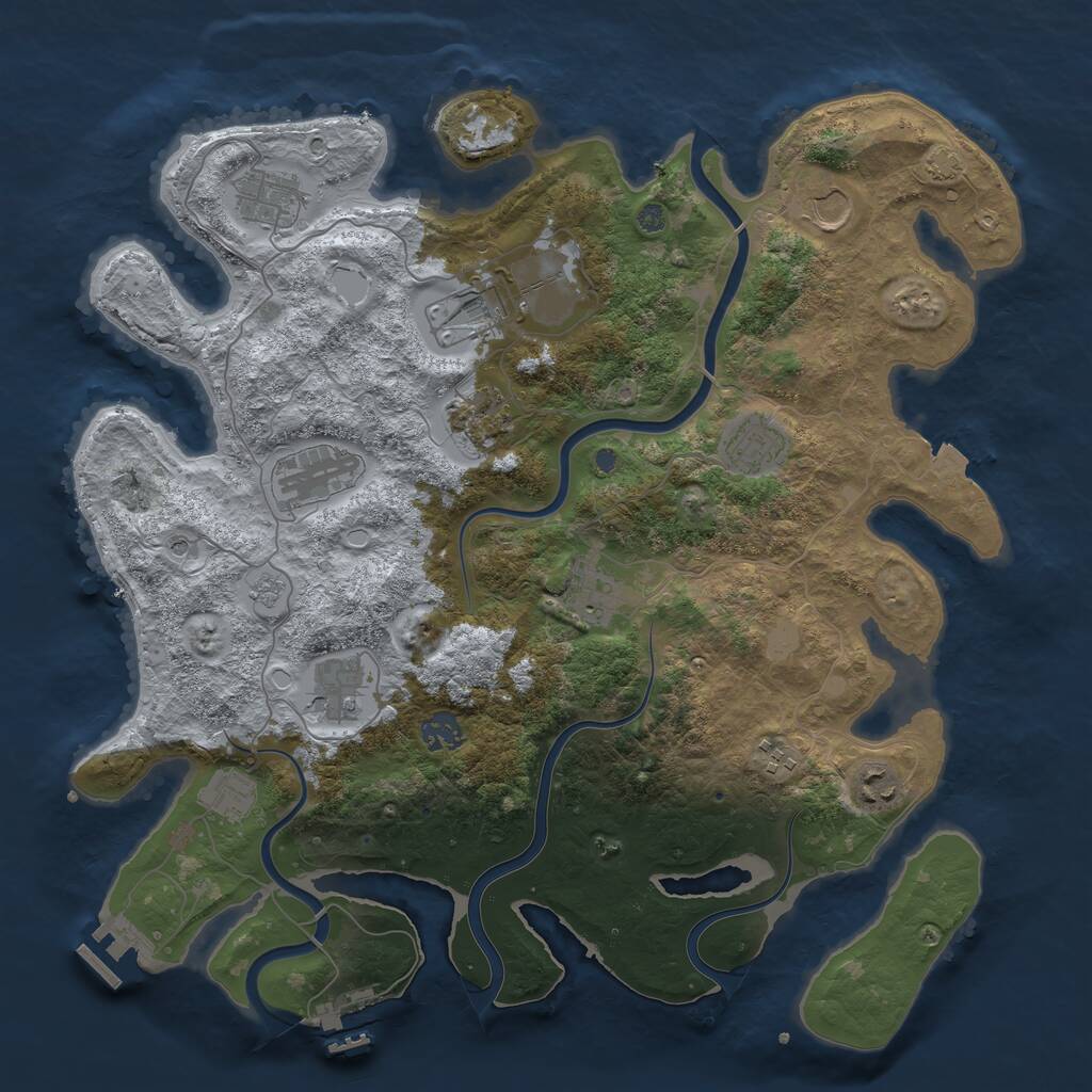 Rust Map: Procedural Map, Size: 3950, Seed: 1422474747, 17 Monuments