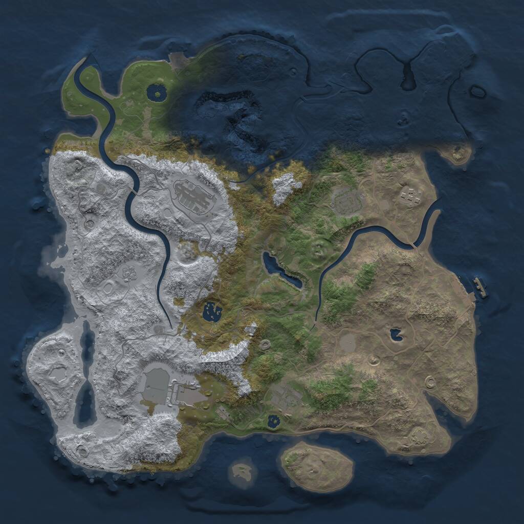 Rust Map: Procedural Map, Size: 4000, Seed: 1672852168, 12 Monuments