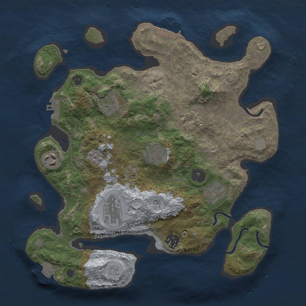 Rust Map: Procedural Map, Size: 3250, Seed: 1307950057, 16 Monuments