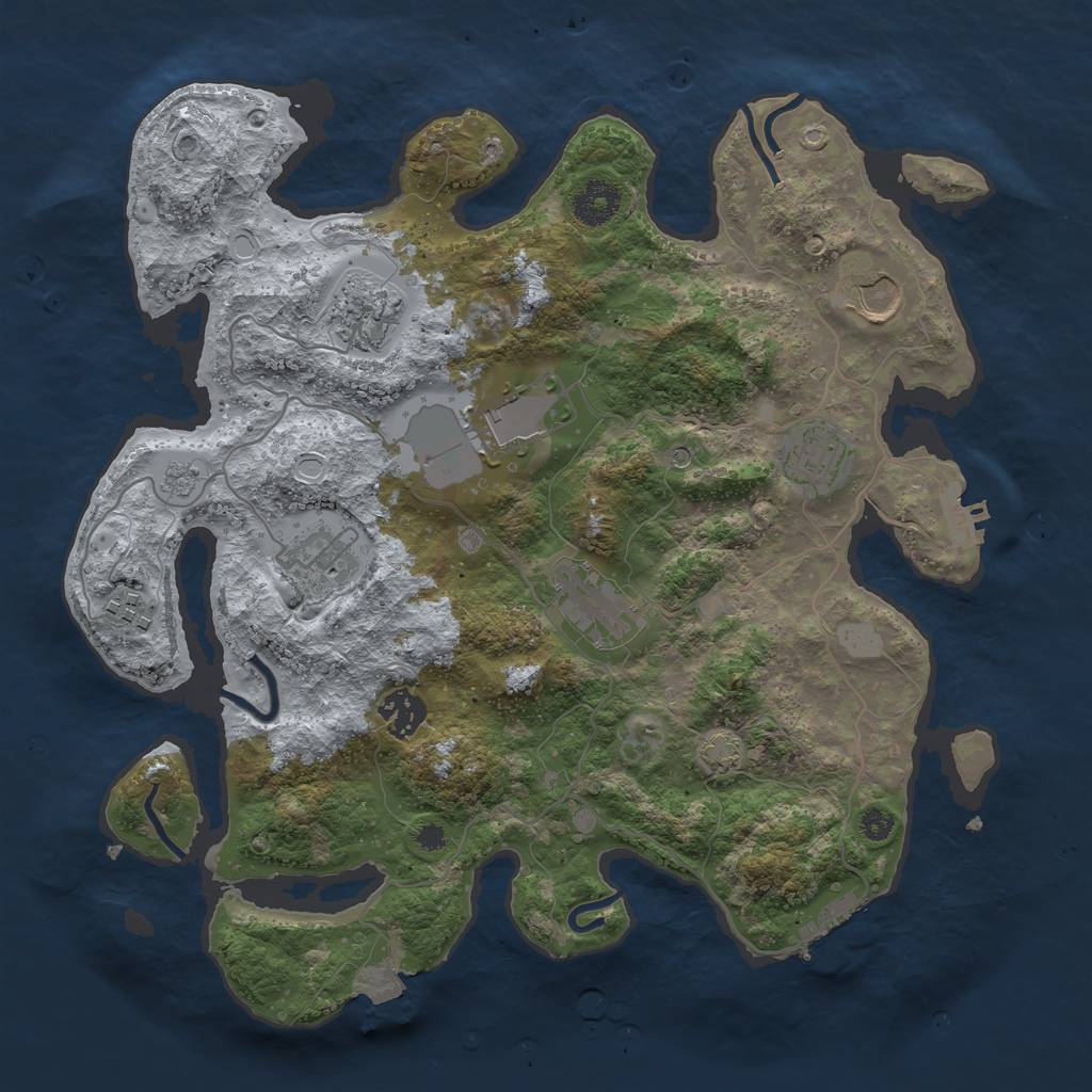 Rust Map: Procedural Map, Size: 3500, Seed: 316409085, 16 Monuments