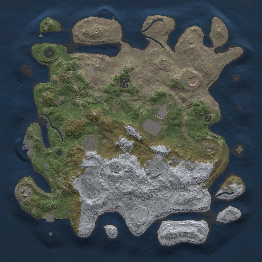 Rust Map: Procedural Map, Size: 3750, Seed: 915957227, 17 Monuments